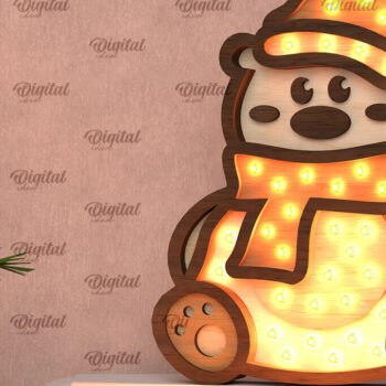 Intra απο ξύλο plywood 3mm-4mm πάχος Christmas Bear Led Nightlight  Δίασταση 15x15 cm INTRAFABR-107832766 - Image 1