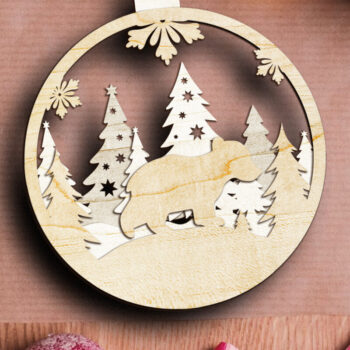 Intra απο ξύλο plywood 3mm-4mm πάχος Χριστουγεννιάτικο στολίδι αρκούδας, πολλαπλών στρώσεων Δίασταση 4x4 cm INTRAFABR-84053947 - Image 1