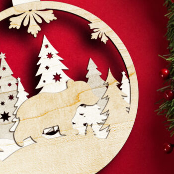 Intra απο ξύλο plywood 3mm-4mm πάχος Χριστουγεννιάτικο στολίδι αρκούδας, πολλαπλών στρώσεων Δίασταση 4x4 cm INTRAFABR-84053947 - Image 2