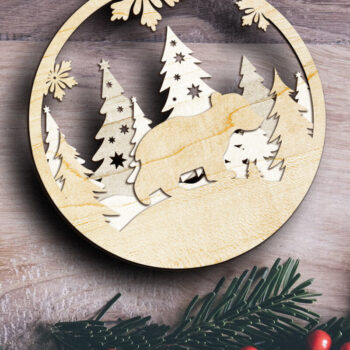 Intra απο ξύλο plywood 3mm-4mm πάχος Χριστουγεννιάτικο στολίδι αρκούδας, πολλαπλών στρώσεων Δίασταση 4x4 cm INTRAFABR-84053947 - Image 4