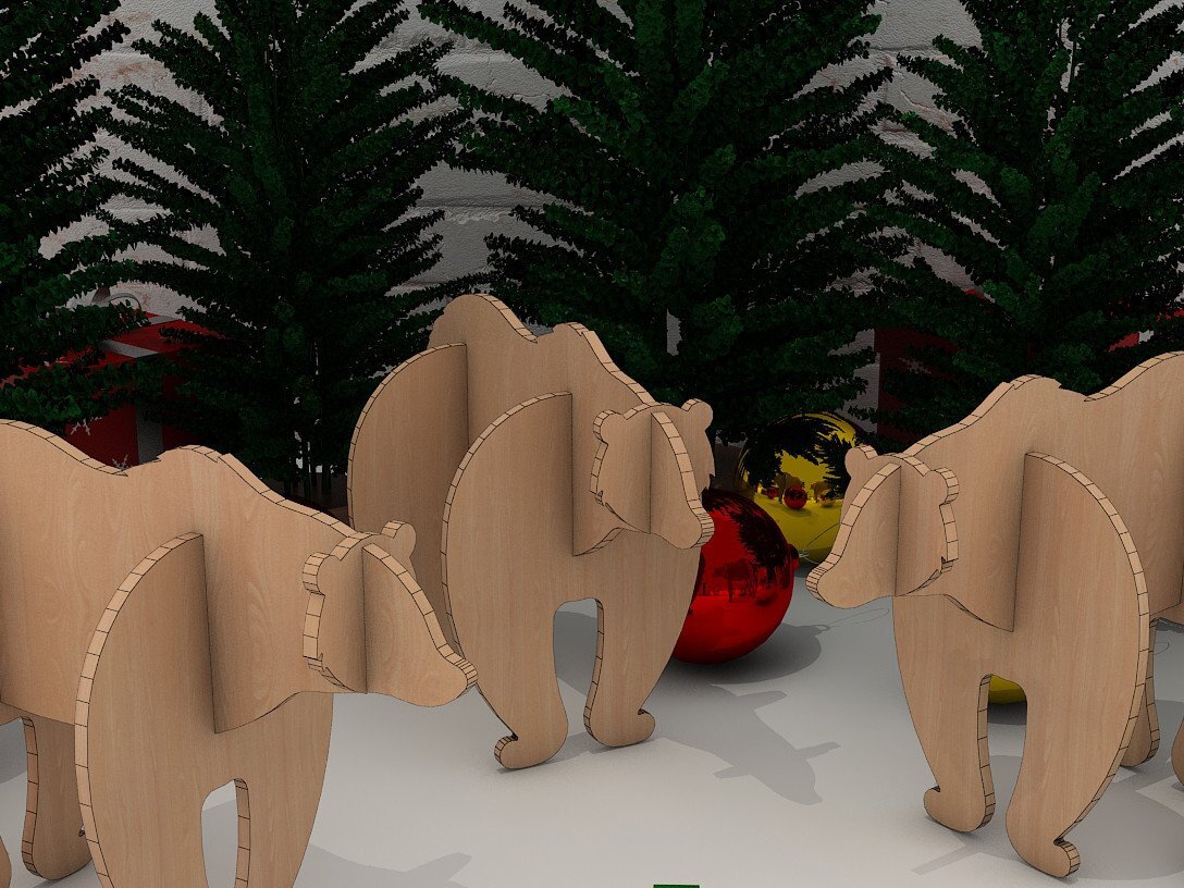 Intra απο ξύλο plywood 3mm-4mm πάχος Christmas Bear Puzzle Wood Polar Bear Δίασταση 15x15 cm INTRAFABR-40155562 - Image 1