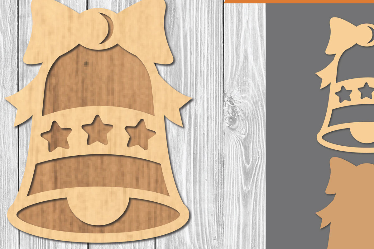 Intra απο ξύλο plywood 3mm-4mm πάχος Χριστουγεννιάτικο Bell Cut  Decoration Δίασταση 15x15 cm INTRAFABR-109510658 - Image 1