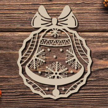 Intra απο ξύλο plywood 3mm-4mm πάχος Χριστουγεννιάτικο Στολίδι με καμπάνες με λέιζερ Δίασταση 20x30 cm INTRAFABR-86463129 - Image 1