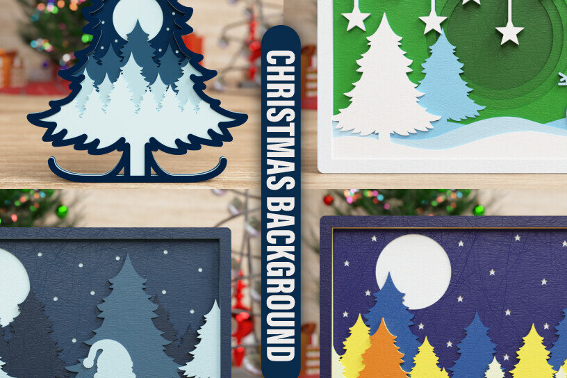 Intra απο ξύλο plywood 3mm-4mm πάχος Christmas BG 3D Cut File | ΔΕΜΑ | Δίασταση 40x40 cm INTRAFABR-77190466