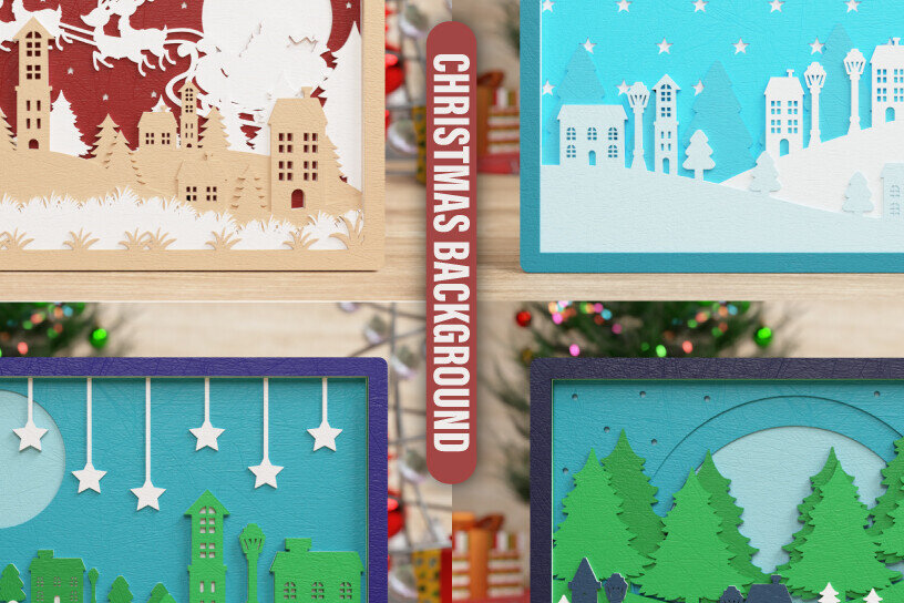 Intra απο ξύλο plywood 3mm-4mm πάχος Christmas BG 3D Cut File | ΔΕΜΑ | Δίασταση 40x40 cm INTRAFABR-77190573