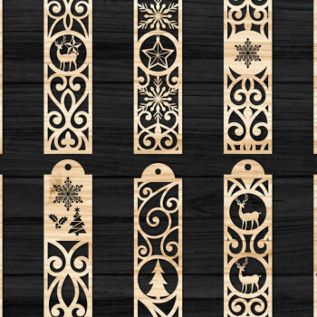 Intra απο ξύλο plywood 3mm-4mm πάχος Χριστουγεννιάτικη δέσμη σελιδοδεικτών Δίασταση 8x8 cm INTRAFABR-75603258 - Image 1