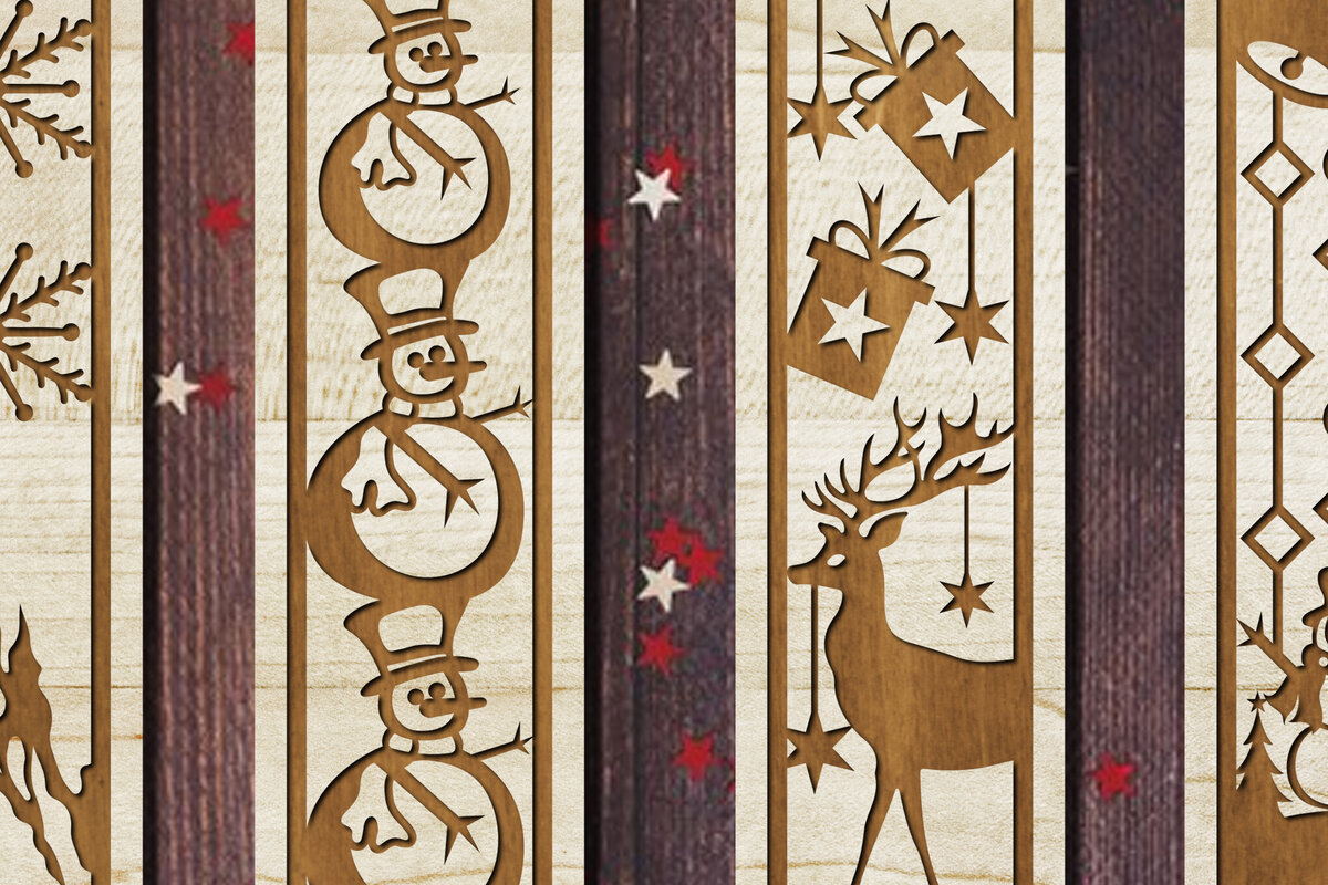 Intra απο ξύλο plywood 3mm-4mm πάχος Χριστουγεννιάτικη δέσμη σελιδοδεικτών Δίασταση 15x15 cm INTRAFABR-107173647