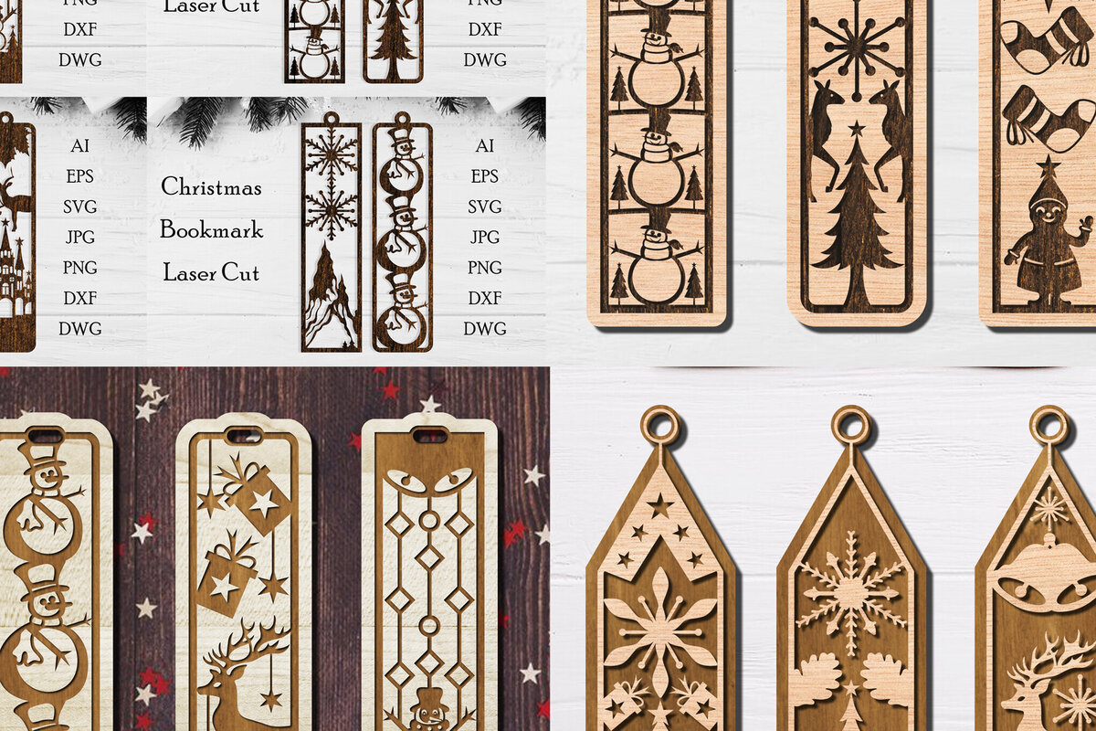 Intra απο ξύλο plywood 3mm-4mm πάχος Χριστουγεννιάτικη δέσμη σελιδοδεικτών Δίασταση 15x15 cm INTRAFABR-107225023