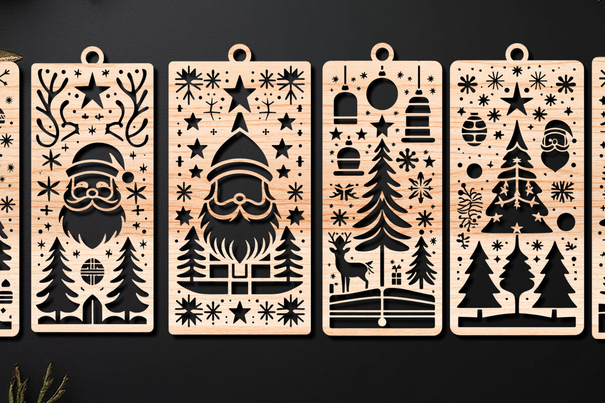 Intra απο ξύλο plywood 3mm-4mm πάχος σελιδοδεικτών Χριστουγέννων  Δίασταση 15x15 cm INTRAFABR-109450230