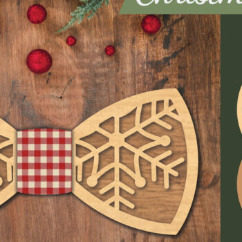 Intra απο ξύλο plywood 3mm-4mm πάχος Χριστουγεννιάτικο παπιγιόν με λέιζερ 3 Δίασταση 15x15 cm INTRAFABR-112075257 - Image 1