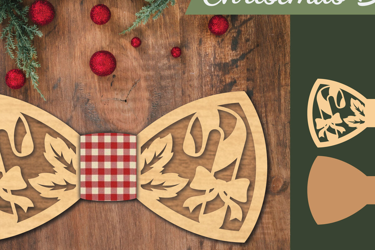 Intra απο ξύλο plywood 3mm-4mm πάχος Χριστουγεννιάτικο παπιγιόν 4 Δίασταση 15x15 cm INTRAFABR-112075313