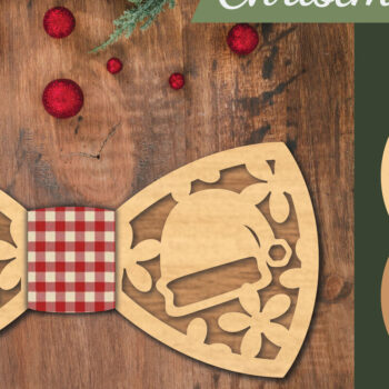 Intra απο ξύλο plywood 3mm-4mm πάχος Χριστουγεννιάτικο παπιγιόν με λέιζερ 5 Δίασταση 15x15 cm INTRAFABR-112075342 - Image 1