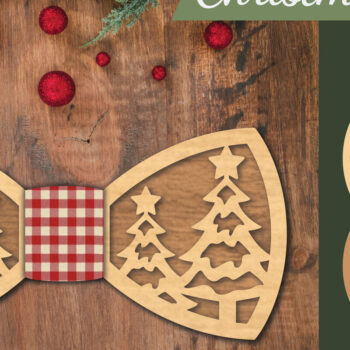 Intra απο ξύλο plywood 3mm-4mm πάχος Χριστουγεννιάτικο παπιγιόν με λέιζερ 6 Δίασταση 15x15 cm INTRAFABR-112075373 - Image 1