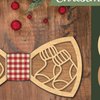 Intra απο ξύλο plywood 3mm-4mm πάχος Χριστουγεννιάτικο παπιγιόν με λέιζερ 7 Δίασταση 15x15 cm INTRAFABR-112075494 - Image 1