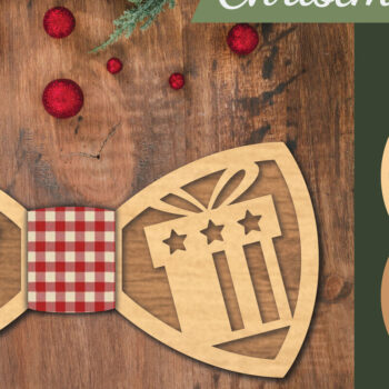 Intra απο ξύλο plywood 3mm-4mm πάχος Χριστουγεννιάτικο παπιγιόν με λέιζερ 8 Δίασταση 15x15 cm INTRAFABR-112075517 - Image 1