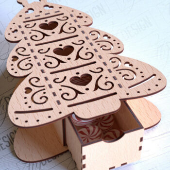 Intra απο ξύλο plywood 3mm-4mm πάχος Χριστουγεννιάτικο κουτί | CNC Δίασταση 15x15 cm INTRAFABR-86168292 - Image 2