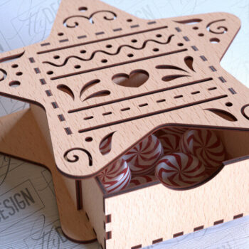 Intra απο ξύλο plywood 3mm-4mm πάχος Χριστουγεννιάτικο κουτί | CNC Δίασταση 15x15 cm INTRAFABR-86168292 - Image 8