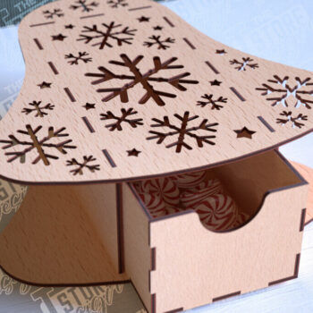 Intra απο ξύλο plywood 3mm-4mm πάχος Χριστουγεννιάτικο κουτί | CNC Δίασταση 15x15 cm INTRAFABR-86353767 - Image 2