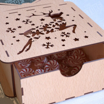 Intra απο ξύλο plywood 3mm-4mm πάχος Χριστουγεννιάτικο κουτί | CNC Δίασταση 15x15 cm INTRAFABR-86353767 - Image 3