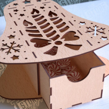 Intra απο ξύλο plywood 3mm-4mm πάχος Χριστουγεννιάτικο κουτί | CNC Δίασταση 15x15 cm INTRAFABR-86353712 - Image 1