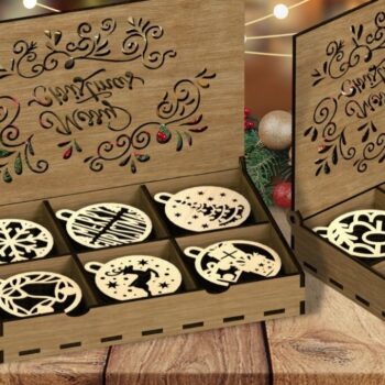 Intra απο ξύλο plywood 3mm-4mm πάχος Χριστουγεννιάτικο κουτί με λέιζερ Δίασταση 15x15 cm INTRAFABR-48285698 - Image 1