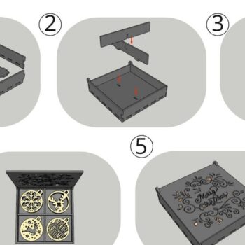 Intra απο ξύλο plywood 3mm-4mm πάχος Χριστουγεννιάτικο κουτί με λέιζερ Δίασταση 15x15 cm INTRAFABR-48285698 - Image 6