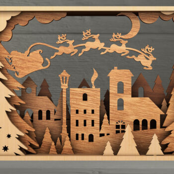 Intra απο ξύλο plywood 3mm-4mm πάχος CHRISTMAS Box κοπής με λέιζερ πολλαπλών στρώσεων Δίασταση 15x15 cm INTRAFABR-20482433 - Image 1