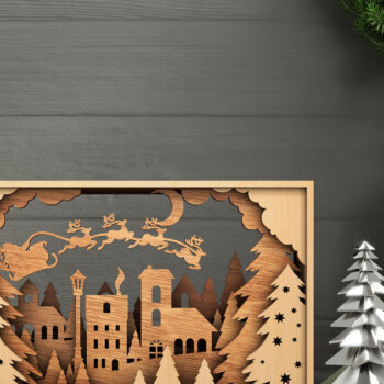 Intra απο ξύλο plywood 3mm-4mm πάχος CHRISTMAS Box κοπής με λέιζερ πολλαπλών στρώσεων Δίασταση 15x15 cm INTRAFABR-20482433 - Image 2