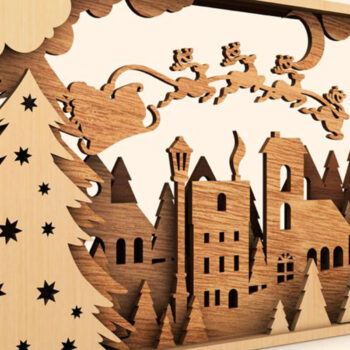 Intra απο ξύλο plywood 3mm-4mm πάχος CHRISTMAS Box κοπής με λέιζερ πολλαπλών στρώσεων Δίασταση 15x15 cm INTRAFABR-20482433 - Image 5