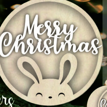 Intra απο ξύλο plywood 3mm-4mm πάχος Χριστουγεννιάτικο λαγουδάκι Παιχνίδι με λέιζερ Δίασταση 8x8 cm INTRAFABR-107023684 - Image 1