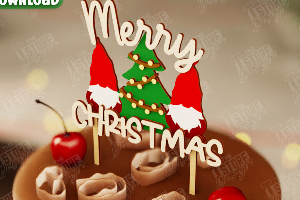 Intra απο ξύλο plywood 3mm-4mm πάχος Χριστουγεννιάτικο Cake Topper | Χριστουγεννιάτικο σημάδι Δίασταση 15x15 cm INTRAFABR-108030936