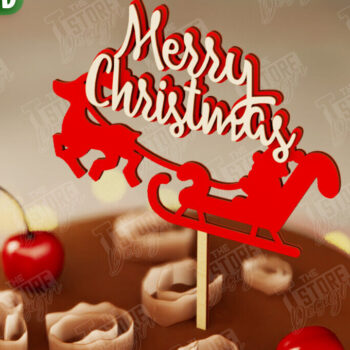 Intra απο ξύλο plywood 3mm-4mm πάχος Χριστουγεννιάτικο Cake Topper | Χριστουγεννιάτικο σημάδι Δίασταση 15x15 cm INTRAFABR-108030963 - Image 1