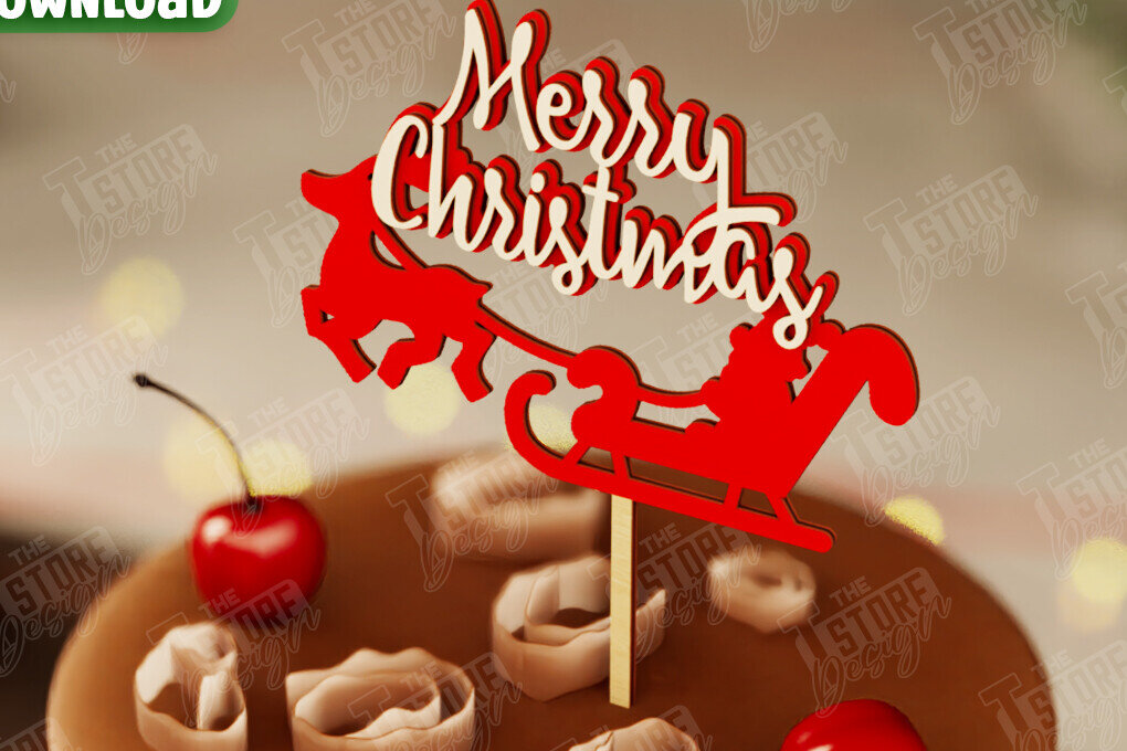 Intra απο ξύλο plywood 3mm-4mm πάχος Χριστουγεννιάτικο Cake Topper | Χριστουγεννιάτικο σημάδι Δίασταση 15x15 cm INTRAFABR-108030963