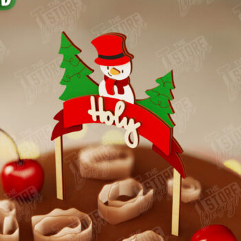 Intra απο ξύλο plywood 3mm-4mm πάχος Χριστουγεννιάτικο Cake Topper | Χριστουγεννιάτικο σημάδι Δίασταση 15x15 cm INTRAFABR-108030983 - Image 1