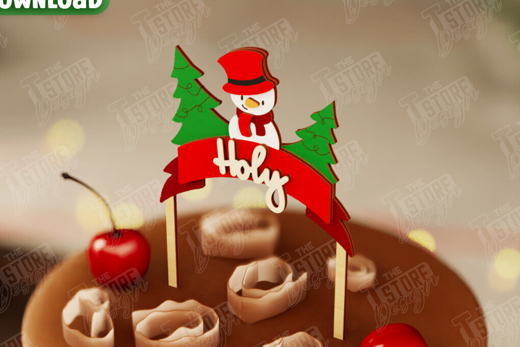 Intra απο ξύλο plywood 3mm-4mm πάχος Χριστουγεννιάτικο Cake Topper | Χριστουγεννιάτικο σημάδι Δίασταση 15x15 cm INTRAFABR-108030983