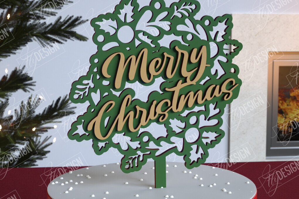 Intra απο ξύλο plywood 3mm-4mm πάχος Χριστουγεννιάτικο Cake Topper | Διακοπές | CNC Δίασταση 15x15 cm INTRAFABR-111361590