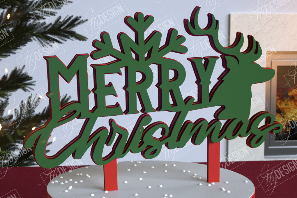 Intra απο ξύλο plywood 3mm-4mm πάχος Χριστουγεννιάτικο Cake Topper | Διακοπές | CNC Δίασταση 15x15 cm INTRAFABR-111361499