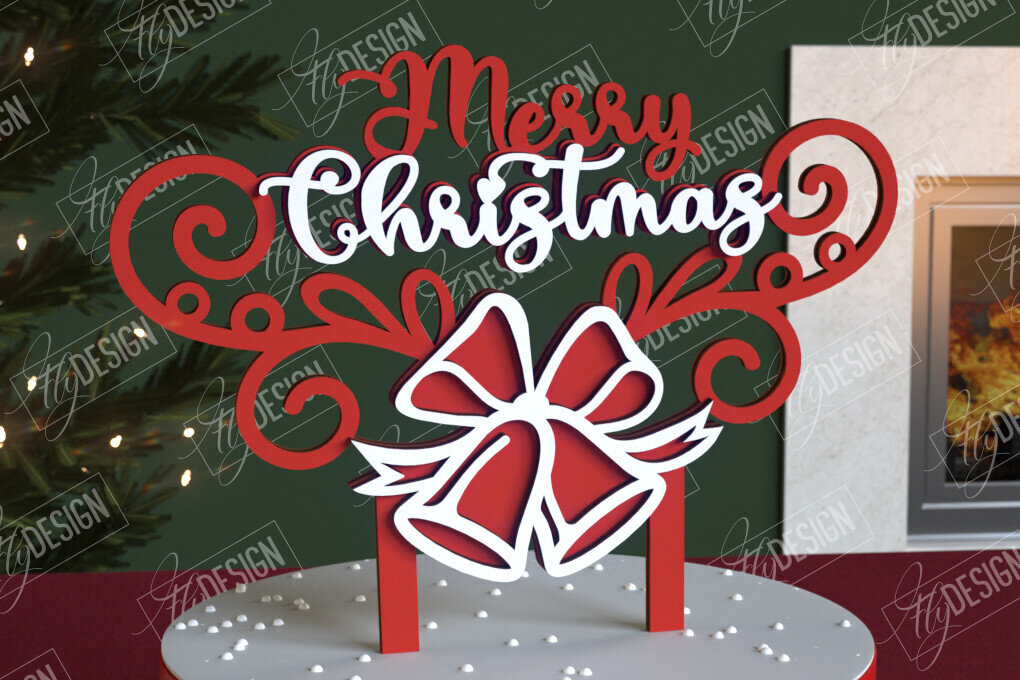 Intra απο ξύλο plywood 3mm-4mm πάχος Χριστουγεννιάτικο Cake Topper | Διακοπές | CNC Δίασταση 15x15 cm INTRAFABR-111361509