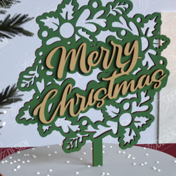 Intra απο ξύλο plywood 3mm-4mm πάχος Χριστουγεννιάτικο Cake Topper | Πρωτοχρονιά | CNC Δίασταση 15x15 cm INTRAFABR-108120175 - Image 1