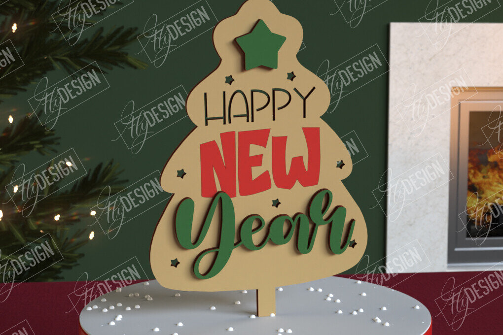 Intra απο ξύλο plywood 3mm-4mm πάχος Χριστουγεννιάτικο Cake Topper | Πρωτοχρονιά | CNC Δίασταση 15x15 cm INTRAFABR-108120073