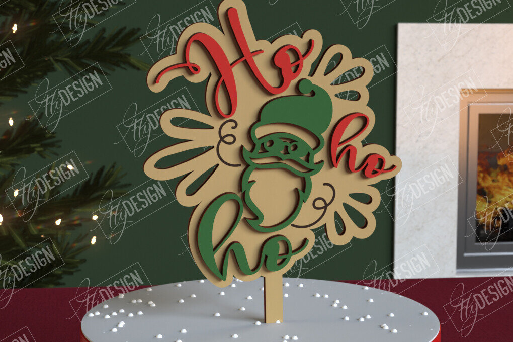 Intra απο ξύλο plywood 3mm-4mm πάχος Χριστουγεννιάτικο Cake Topper | Πρωτοχρονιά | CNC Δίασταση 15x15 cm INTRAFABR-108120082