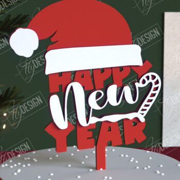 Intra απο ξύλο plywood 3mm-4mm πάχος Χριστουγεννιάτικο Cake Topper | Πρωτοχρονιά | CNC Δίασταση 15x15 cm INTRAFABR-108120108 - Image 1