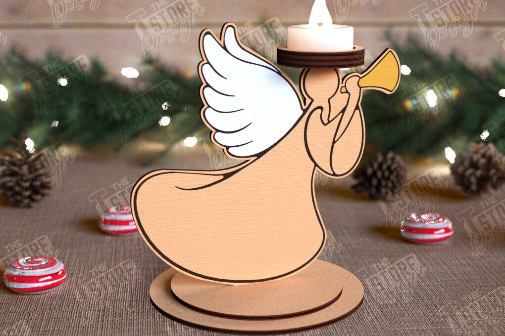 Intra απο ξύλο plywood 3mm-4mm πάχος Χριστουγεννιάτικη λαμπάδα | Κηροπήγιο Δίασταση 15x15 cm INTRAFABR-110589944