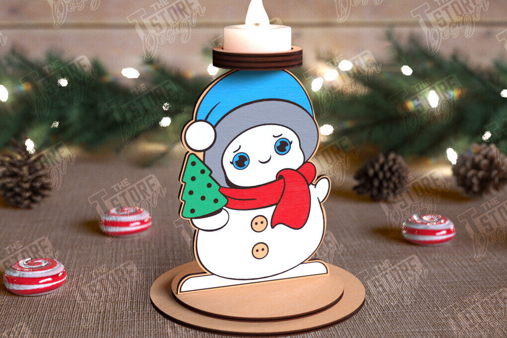 Intra απο ξύλο plywood 3mm-4mm πάχος Χριστουγεννιάτικη λαμπάδα | Κηροπήγιο Δίασταση 15x15 cm INTRAFABR-110589874