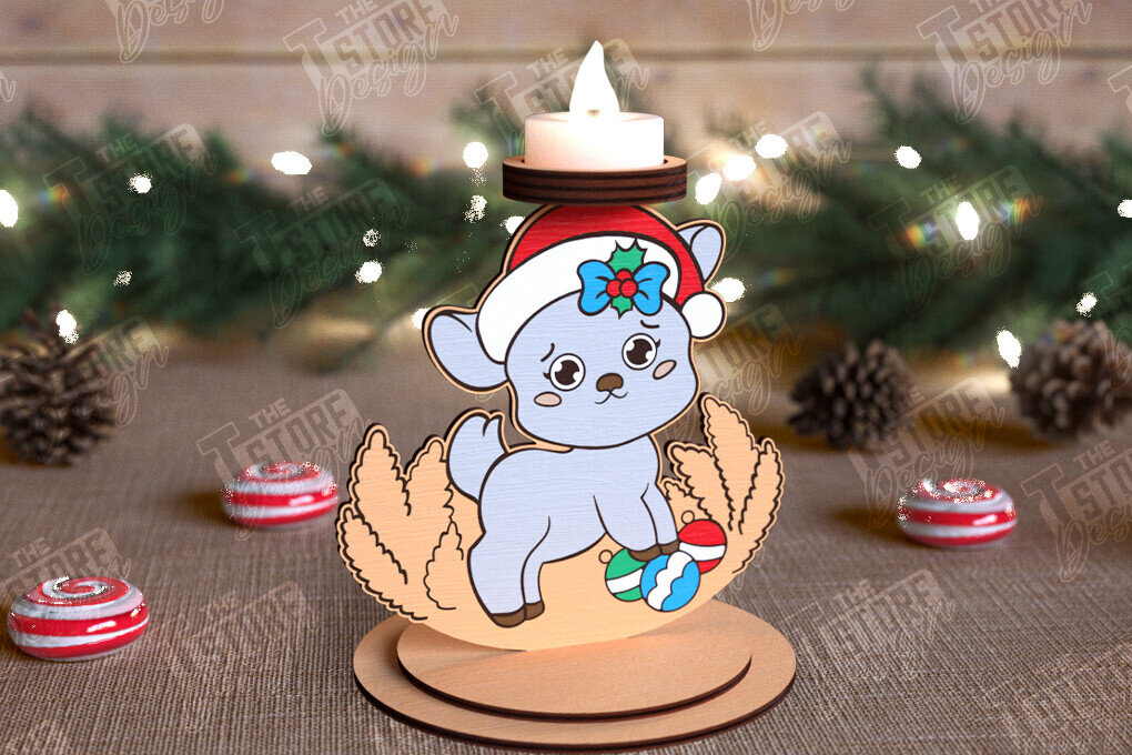 Intra απο ξύλο plywood 3mm-4mm πάχος Χριστουγεννιάτικη λαμπάδα | Κηροπήγιο Δίασταση 15x15 cm INTRAFABR-110589914