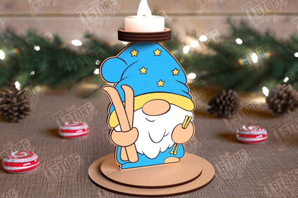 Intra απο ξύλο plywood 3mm-4mm πάχος Χριστουγεννιάτικη λαμπάδα | Κηροπήγιο Δίασταση 15x15 cm INTRAFABR-110589920