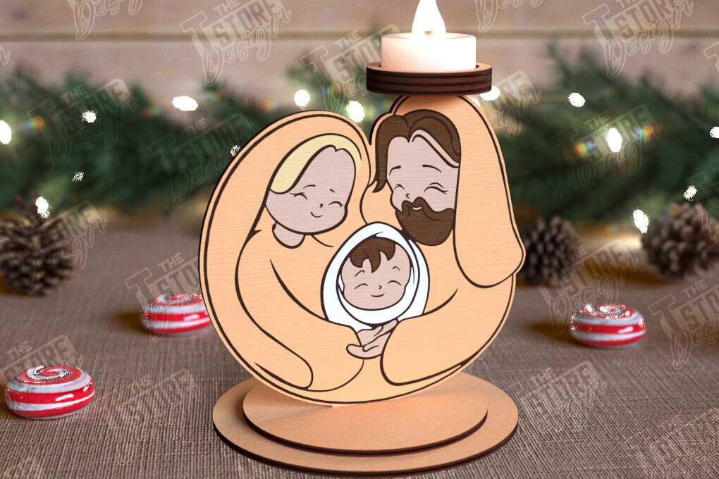 Intra απο ξύλο plywood 3mm-4mm πάχος Χριστουγεννιάτικη λαμπάδα | Κηροπήγιο Δίασταση 15x15 cm INTRAFABR-110589924