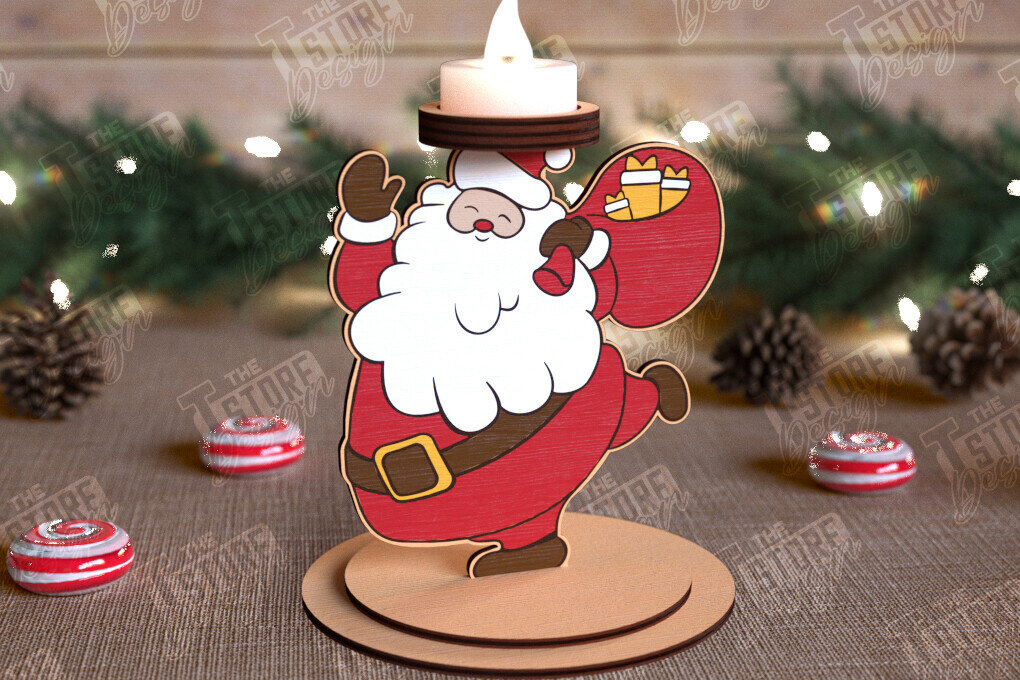 Intra απο ξύλο plywood 3mm-4mm πάχος Χριστουγεννιάτικη λαμπάδα | Κηροπήγιο Δίασταση 15x15 cm INTRAFABR-110589930