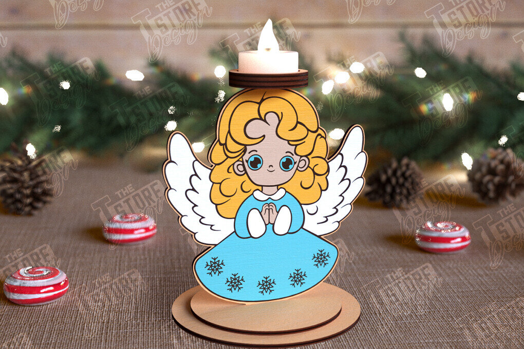 Intra απο ξύλο plywood 3mm-4mm πάχος Χριστουγεννιάτικη λαμπάδα | Κηροπήγιο Δίασταση 15x15 cm INTRAFABR-110589935