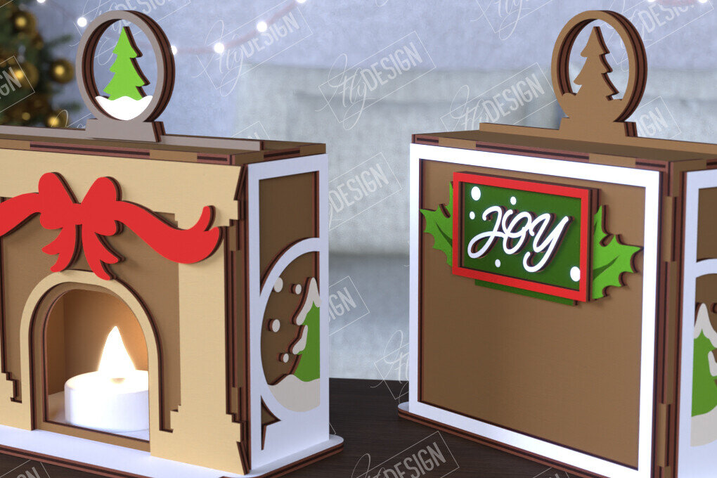 Intra απο ξύλο plywood 3mm-4mm πάχος Χριστουγεννιάτικη λαμπάδα | Τζάκι |CNC Δίασταση 15x15 cm INTRAFABR-108121930